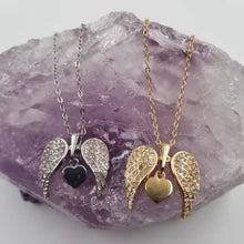 Silver Mother's Day Angel Wing Heart Necklace