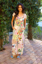 White Floral Umbrella Overalls in Upcycled Patchwork