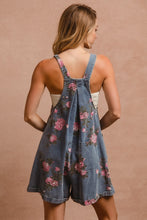 Denim Flower Print Washed Wide Leg Bibi Shortalls 5/7/25 9872