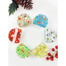Christmas Prints on Glitter Mini Hair Claw Clip: MIX COLOR / ONE(12)