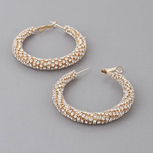 Silver Rhinestone Embellished Hoop Earrings