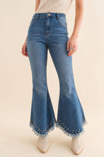 Blue B Destressed Bottom Edge w/ Rhinestone Jeans: MED DENIM