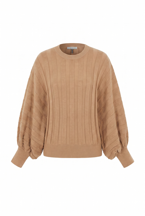 Beige Stripe Texture Dolman Sweater
