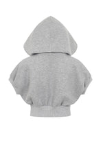 Grey Elise Hooded Knit Dolman Short Sleeve Zip