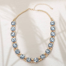 Brown Gold Square Faceted Stone Bezel Link Evening Necklace