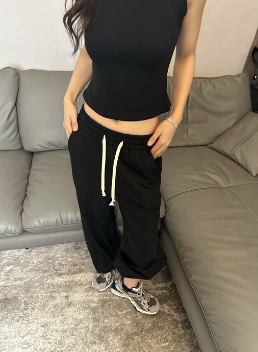 Black Wide Leg Corset Pants