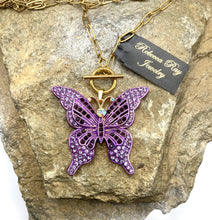 Pink Boho Crystal Butterfly Charm Statement Necklace