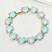 Red American USA Round Stone Link Evening Bracelet
