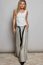 Black Striped Textured Fabric Crafted Waistband Wide-Leg Pants