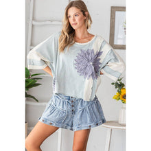 Light Blue Washed 3D Flower Boxy Knit Oli&Hali Top