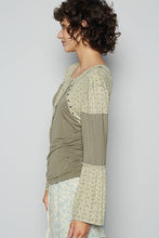 Olive Multi Round neck ruffle sleeve POL Jersey knit top