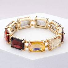 Multi Emerald Cut Stone Stretch Evening Bracelet