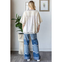 Blue Washed Mix Media Casual Oli+Hali Top