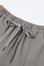 Dark Grey Orange Ruffled Hem Wide Pants