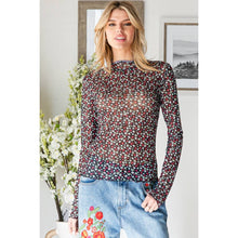 Black Floral Mesh Merrow Hem Knit Oli+Hali Top
