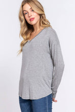 Heather Grey Long Dolman Sleeve V-neck Rayon Span Jersey Top