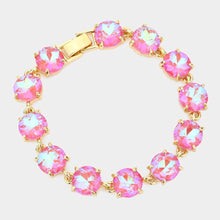 Multi Red American USA Round Stone Link Evening Bracelet