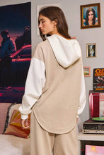 Sand Off White Drawstring Scuba Hoodie Top