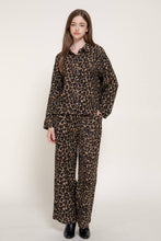 Brown Elastic Waist Leopard Printed Double Gauze Pants