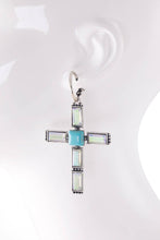 Turquoise Bar Stone Cross Lever back Earrings: TQAB-TURQUOISE