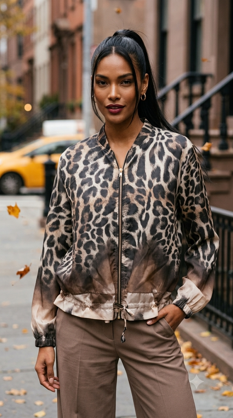Lightweight Leopard Print Tencel Jacket
