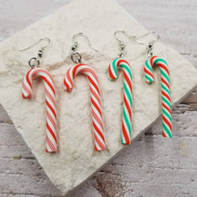 Christmas Candy Cane Sweet Earrings: Green