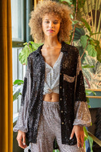 Black Grey Oversized Balloon Sleeve Sequin Pol Shirt 9/12/23 6980