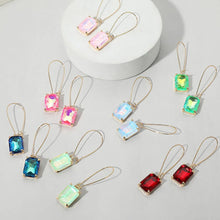 Light Pink Emerald Cut Stone Dangle Evening Earrings