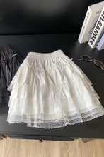 White Ruffle Lace Mini Skirt