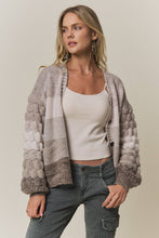 Mocha Multi Button Down Bubble Sleeve Knit Cardigan