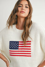 Ivory Multi Flag Print Knit Sweater