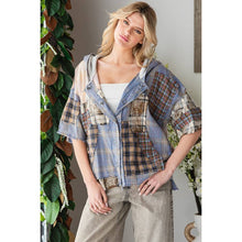 Pink Washed Plaid Mix Button Down Oli+Hali Hoodie