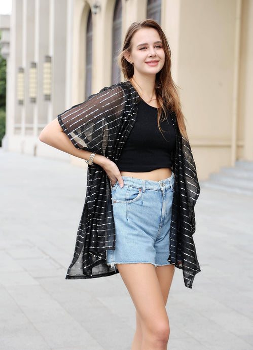 Black Sequin Kimono