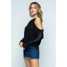 Black Cold Shoulder Long Sleeve Crop Top