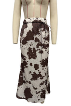Coffee Abstract Print Midi Skirt