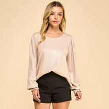 Champagne Shimmer Long Sleeve Blouse