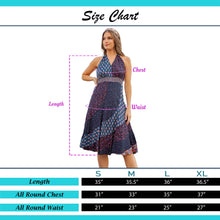 Halter Neck Babydoll Dress With Asymmetrical Bias Patchwork Navy Dark Multi