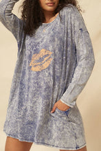Denim Blue Freedom Vintage Graphic Long-Sleeve T-Shirt Mini Dress