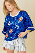 Blue Game Day Sequin Top
