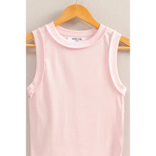 Soft Pink Blue Round Neck Ribbed Tank Top