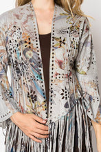 Feather Laser Cut Faux Suede Jacket