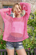 Hot Pink Sequins Accent Crochet Cover Up