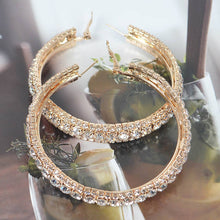 Gold Multi Rhinestone 60mm Hoop Earring
