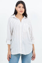 Taupe Air Breeze Sheer Stripe Button-Up Overshirt