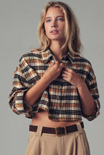 Camel Cropped Plaid Button-Up Western Urban Daizy Shirt