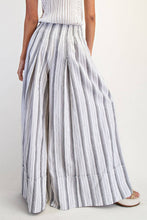 White Black Striped Wide Leg Crop Pants