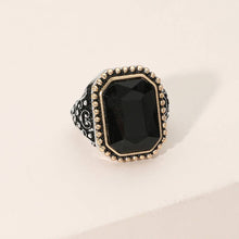 Black Rectangle Stone Stretch Ring