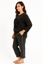Black Frayed Peace Top