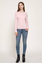 Blush Long Sleeve Round Neck Rib Knit Top