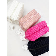 Pink Soft Puff Textured Light Weight Cosmetic Bag